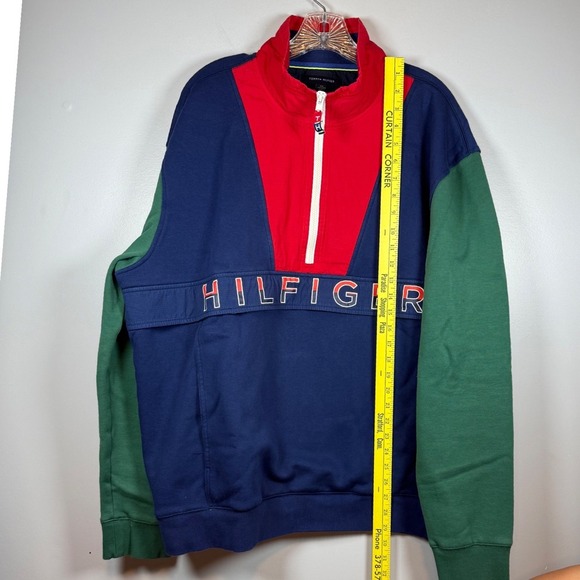 Vintage Tommy Hilfiger Anorak Pullover Sweatshirt, Kangaroo Pocket, Size XXL - Picture 4 of 9